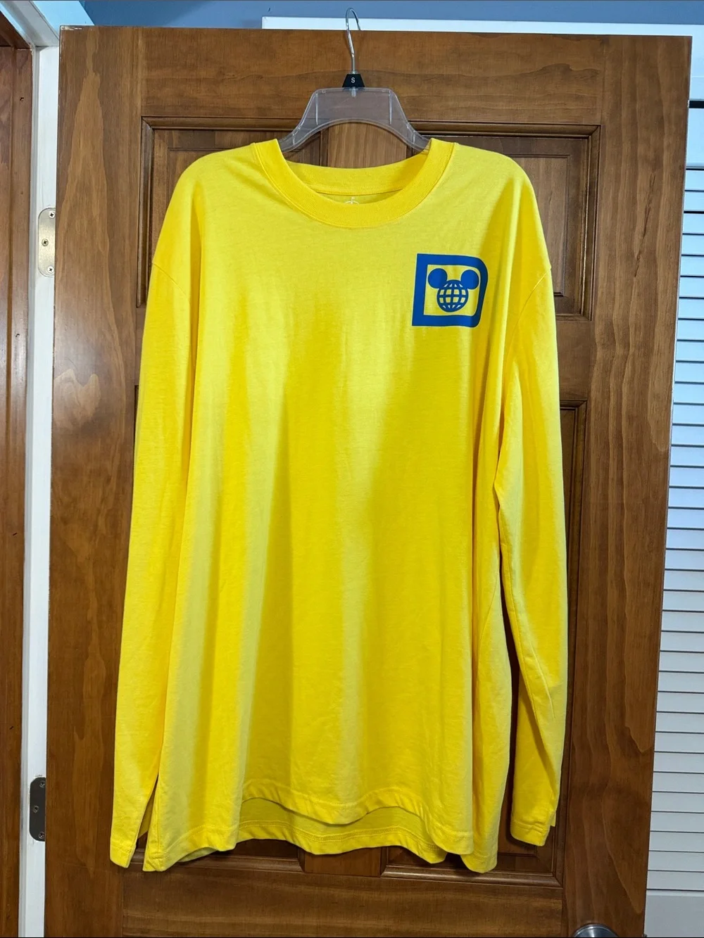 Walt Disney World - Yellow Long Sleeve Tee with Blue Mickey Globe Logo